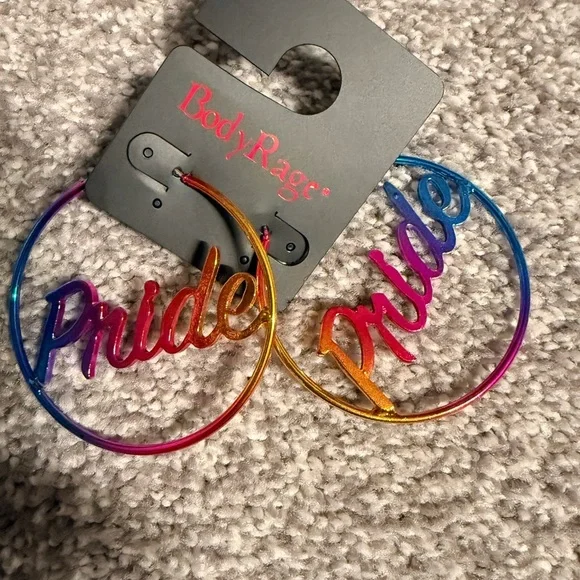 Body Rage Multicolor Pride Hoop Earrings - Picture 3 of 3